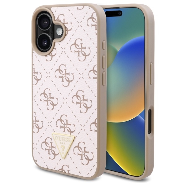 Guess dėklas iPhone 16 Plus telefonui New 4G Triangle, baltas
