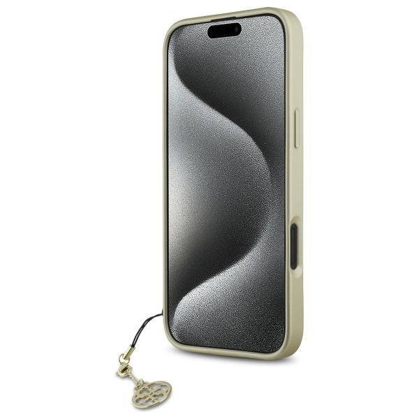 Guess dėklas iPhone 16 telefonui iš 4G Charms Collection, rudas
