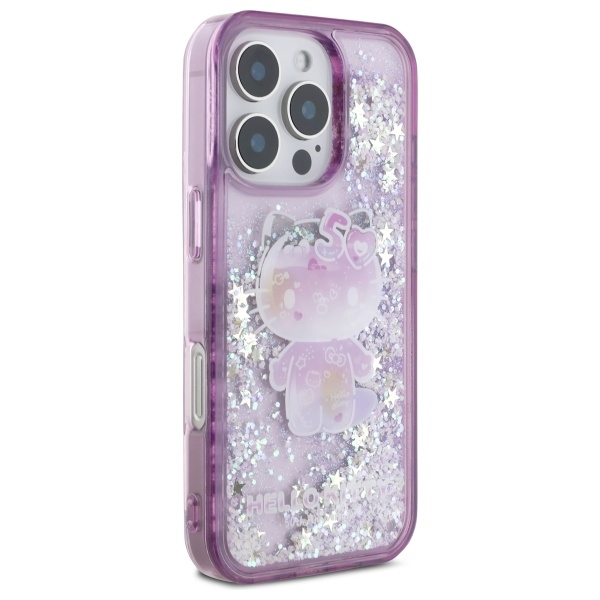 Hello Kitty iPhone 16 Pro dėklas Liquid Glitter 50TH Anniversary, violetinis