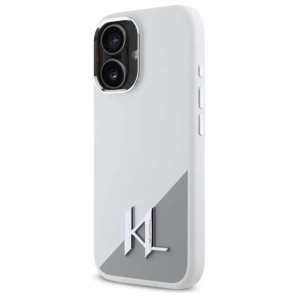 Karl Lagerfeld dėklas iPhone 16 telefonui su MagSafe, baltas