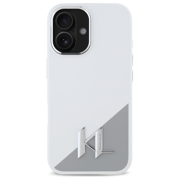 Karl Lagerfeld dėklas iPhone 16 telefonui su MagSafe, baltas