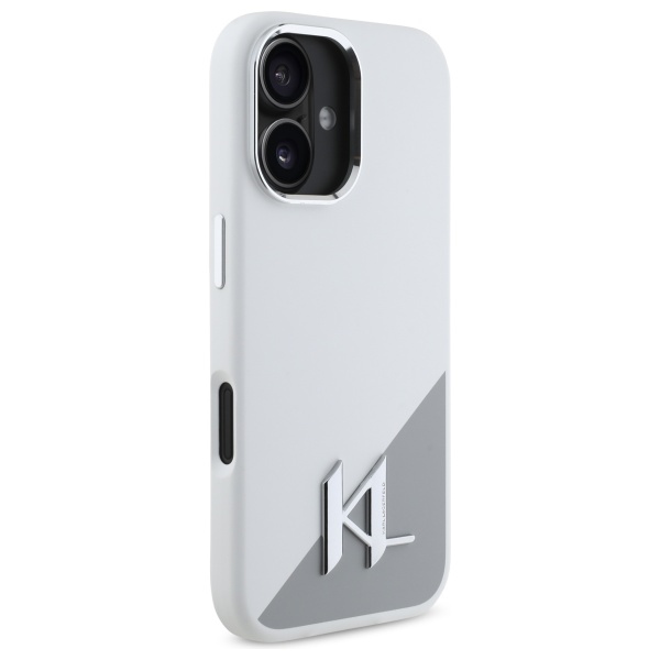 Karl Lagerfeld dėklas iPhone 16 telefonui su MagSafe, baltas