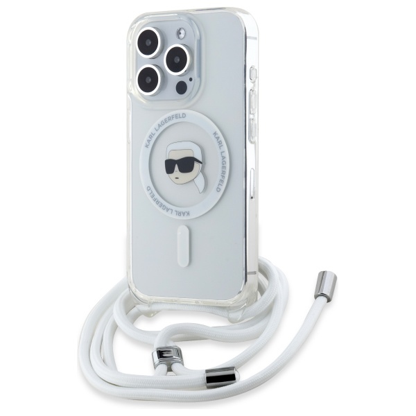 Karl Lagerfeld dėklas iPhone 16 Pro Max telefonui Crossbody IML Karl Head MagSafe