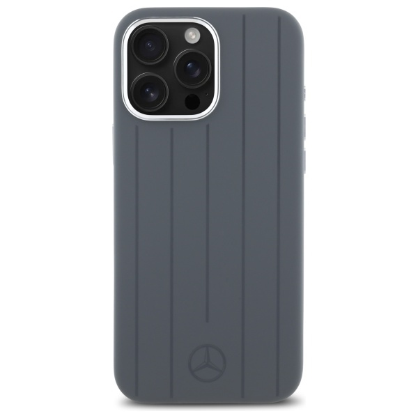 Mercedes dėklas iPhone 16 Pro Max telefonui Silicone Stripes MagSafe, pilkas