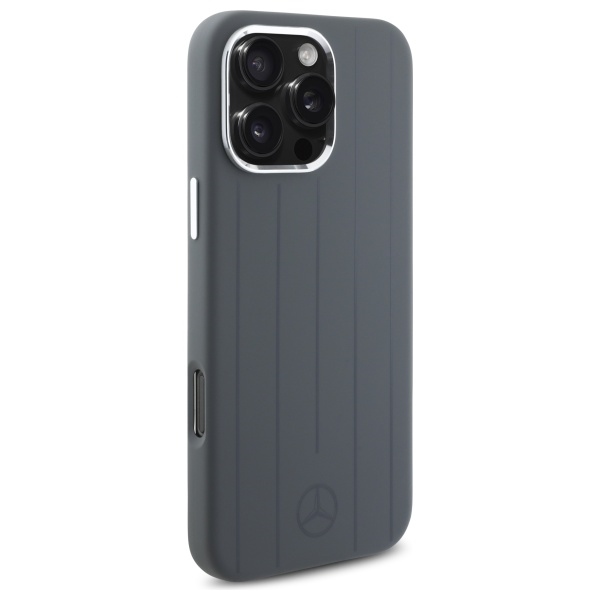 Mercedes dėklas iPhone 16 Pro Max telefonui Silicone Stripes MagSafe, pilkas