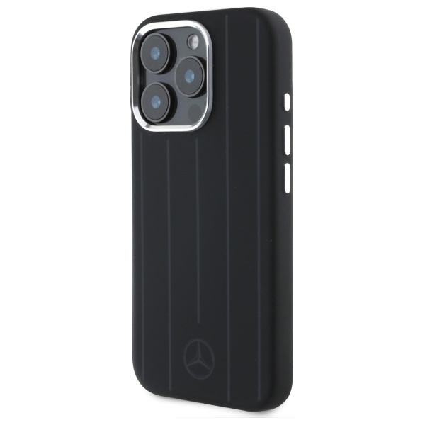 Mercedes dėklas iPhone 16 Pro Max telefonui Silicone Stripes MagSafe, juodas