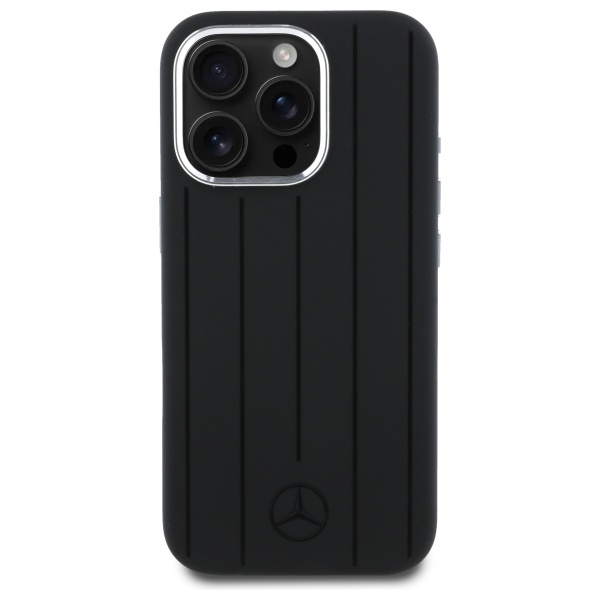 Mercedes dėklas iPhone 16 Pro Max telefonui Silicone Stripes MagSafe, juodas