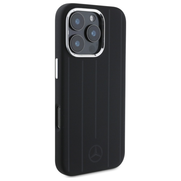 Mercedes dėklas iPhone 16 Pro Max telefonui Silicone Stripes MagSafe, juodas