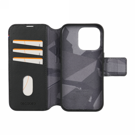 Decoded Detachable Wallet odinis atverčiamas dėklas iPhone 15 Pro Max su MagSafe, juodas