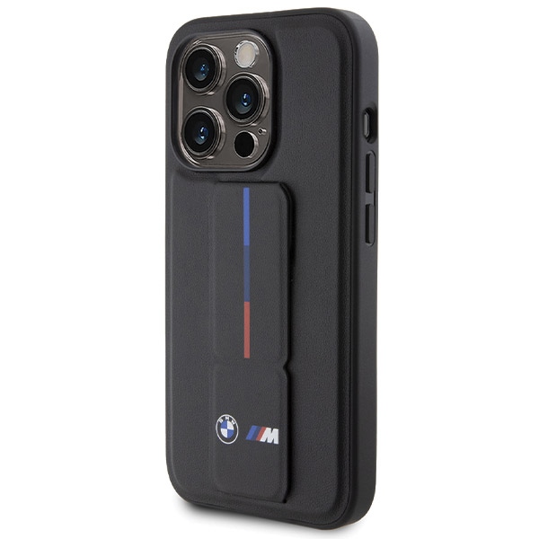BMW dėklas su stovu ir rankena skirtas iPhone 15 Pro Max, juodas