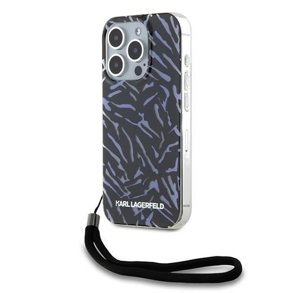 Karl Lagerfeld dėklas iPhone 15 Pro Max telefonui IML Zebra Pattern & Cord, violetinis
