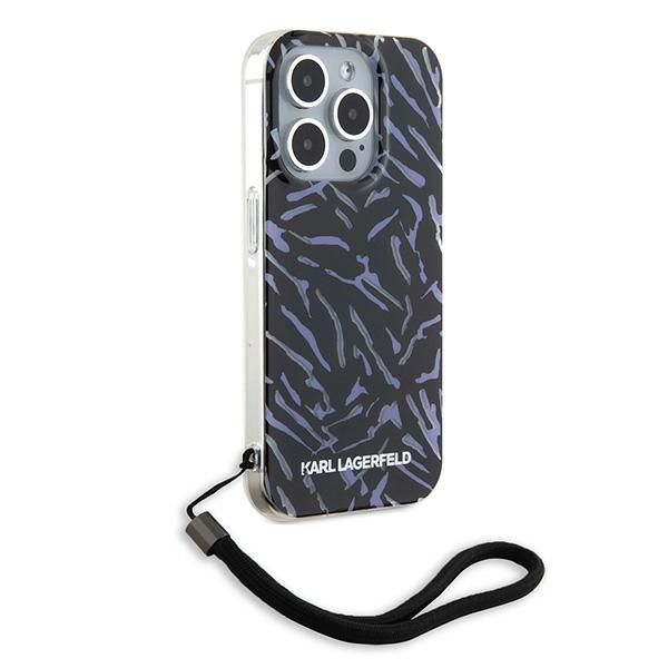 Karl Lagerfeld dėklas iPhone 15 Pro Max telefonui IML Zebra Pattern & Cord, violetinis