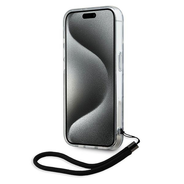 Karl Lagerfeld dėklas iPhone 15 Pro Max telefonui IML Zebra Pattern & Cord, violetinis