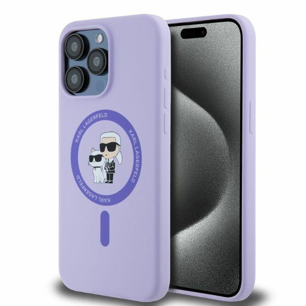 Karl Lagerfeld dėklas iPhone 15 Pro Max su MagSafe, violetinis