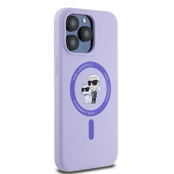 Karl Lagerfeld dėklas iPhone 15 Pro Max su MagSafe, violetinis