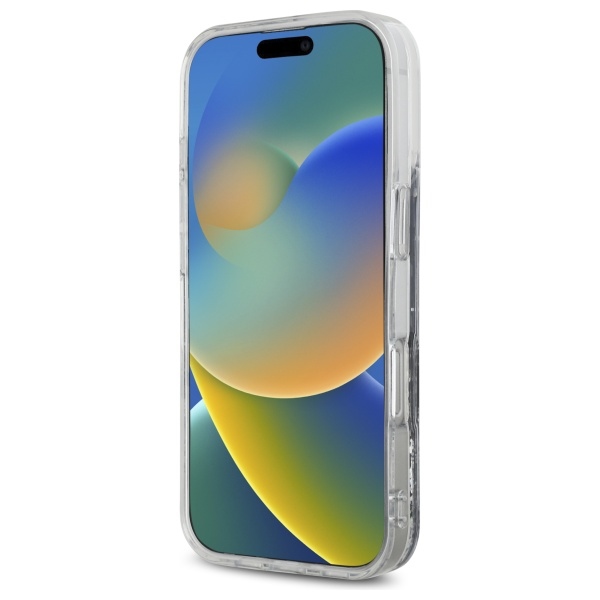 DKNY Liquid Glitter Arch Logo dėklas, skirtas iPhone 16 Pro, juodas