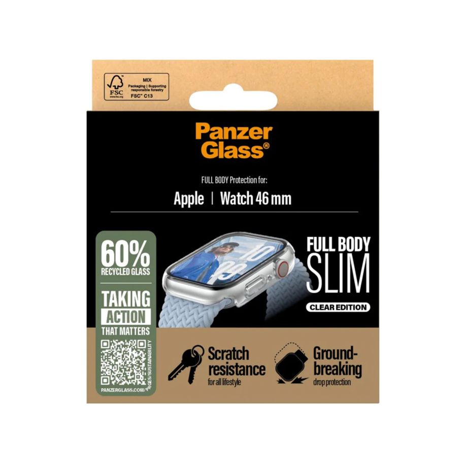 PanzerGlass Snappie pilnas apsauginis dėklas Apple Watch 10 46mm, skaidrus