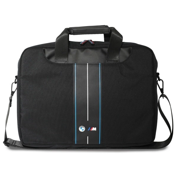 BMW Nylon Blue Stripe krepšys nešiojamam kompiuteriui iki 16", juodas