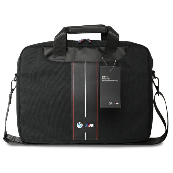 BMW Nylon Red Stripe krepšys nešiojamam kompiuteriui iki 16\", juodas