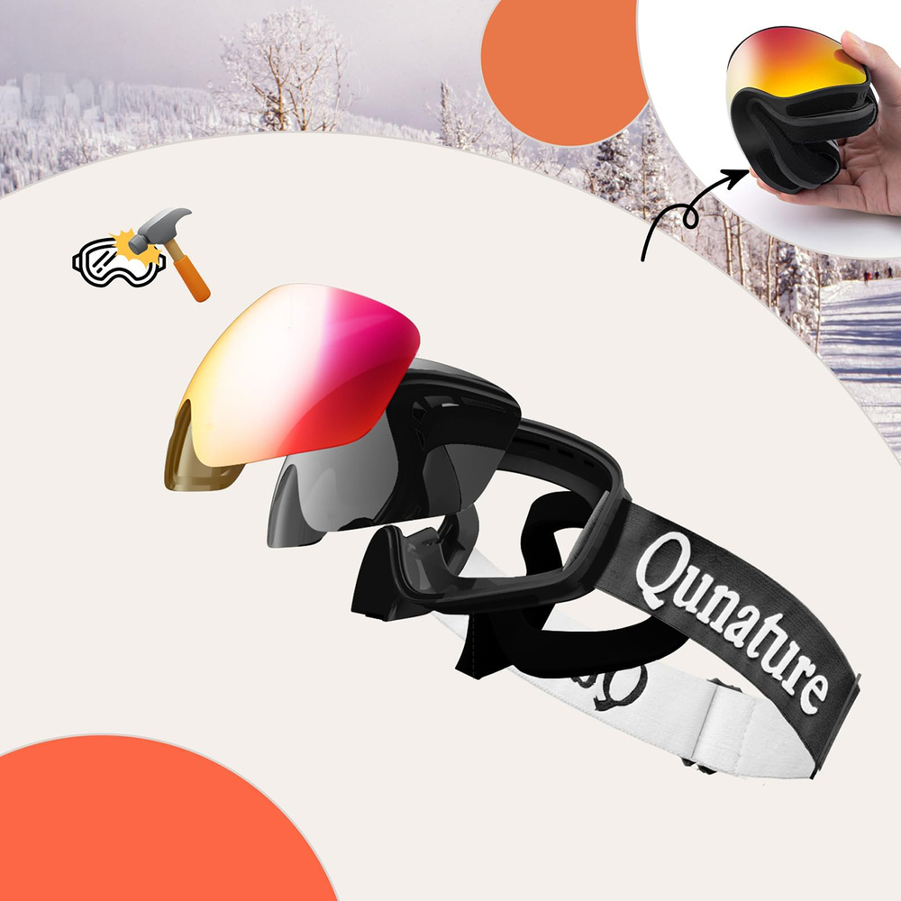 Qunature vaikiški slidinėjimo akiniai (M/L dydis), juodi