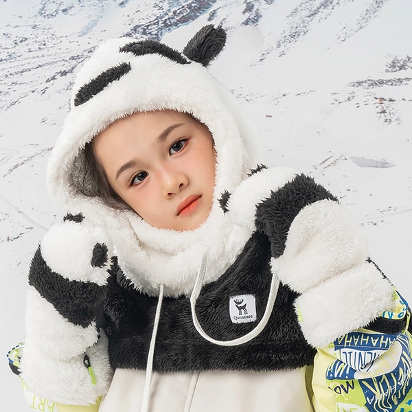 Qunature slidinėjimo pirštinės Panda, S dydis, juodos ir baltos