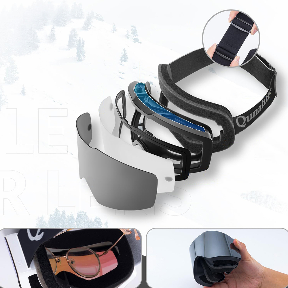 Qunature Frameless Ski Goggles, Black