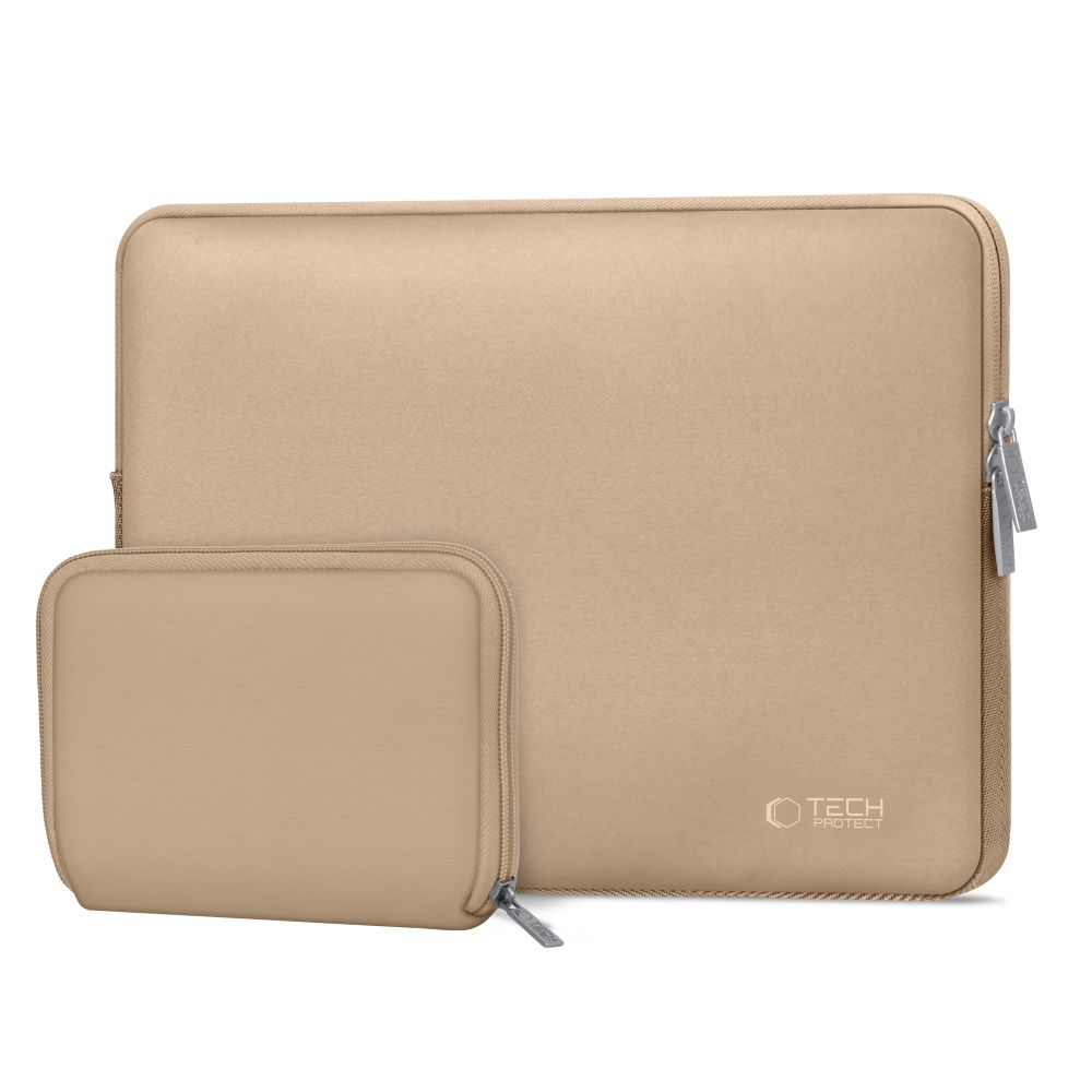 Tech-Protect Neoslim 13-14\" Laptop Bag with Accessory Pouch, Beige