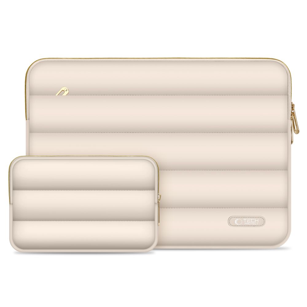 Tech-Protect Puffy 13-14 Laptop Bag with Accessory Pouch, Beige
