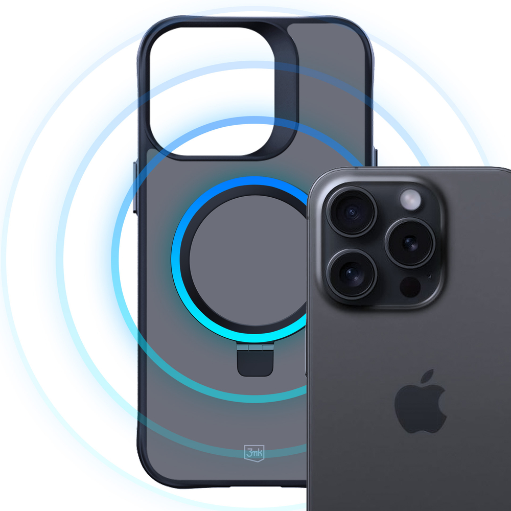 3mk Apple iPhone 15 Pro Max dėklas Smoke Case Mag&Stand, juodas