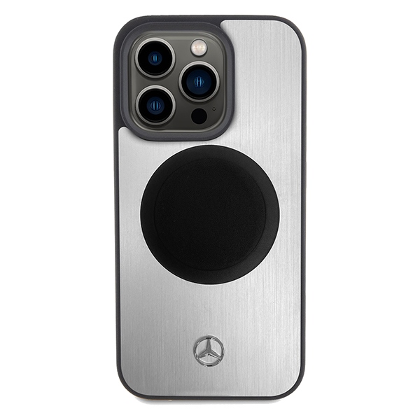 Apple iPhone 15 Pro Max 6.7\" Mercedes Leather&Alu MagSafe Case Cover, Silver