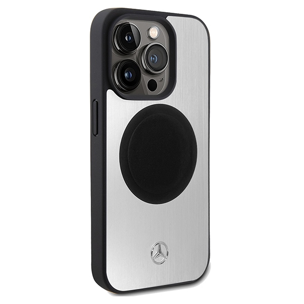 Apple iPhone 15 Pro Max 6.7\" Mercedes Leather&Alu MagSafe Case Cover, Silver