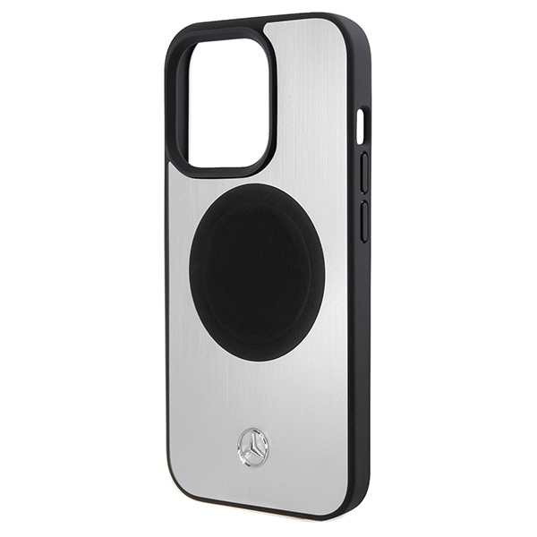 Apple iPhone 15 Pro Max 6.7\" Mercedes Leather&Alu MagSafe Case Cover, Silver