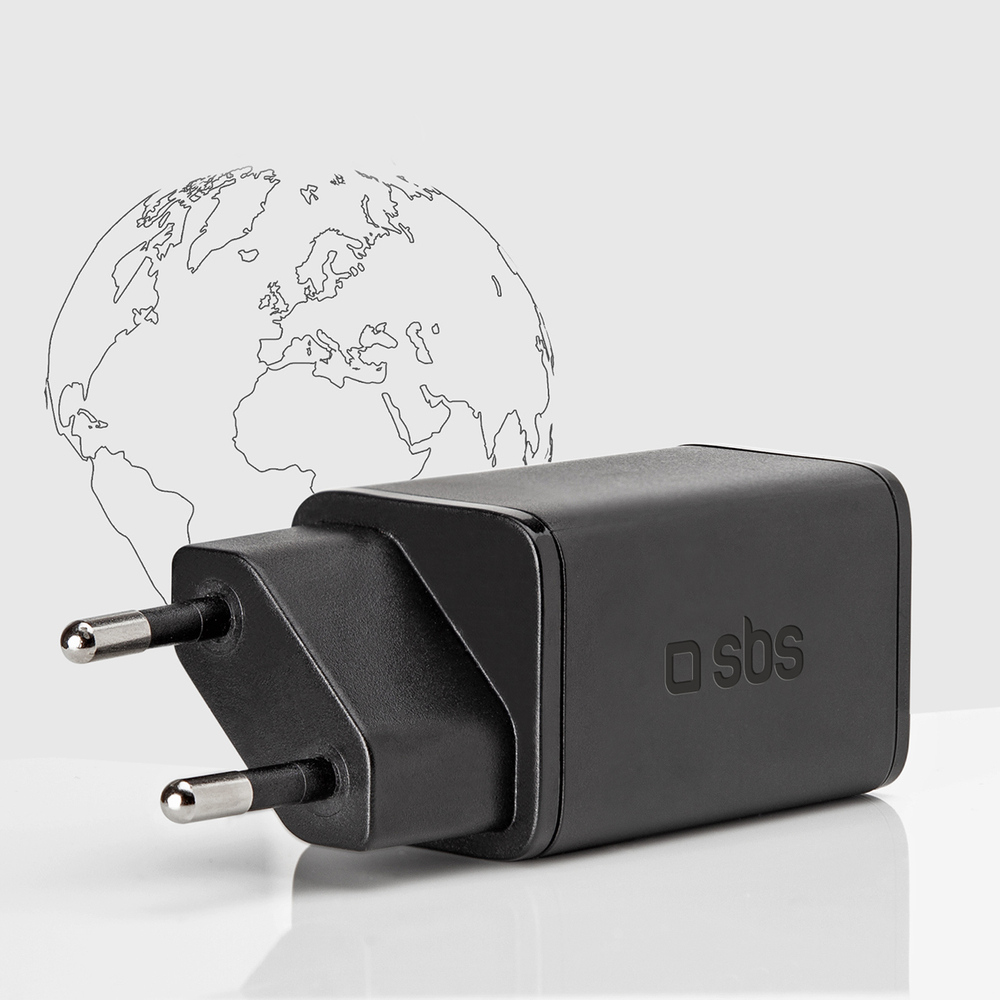 Sbs TETRGAN1C45W 45W GaN USB-C Wall Charger with Power Delivery, Black