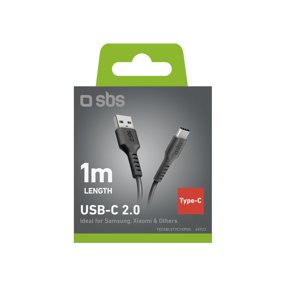 SBS USB-A - USB-C laidas 1m, juodas