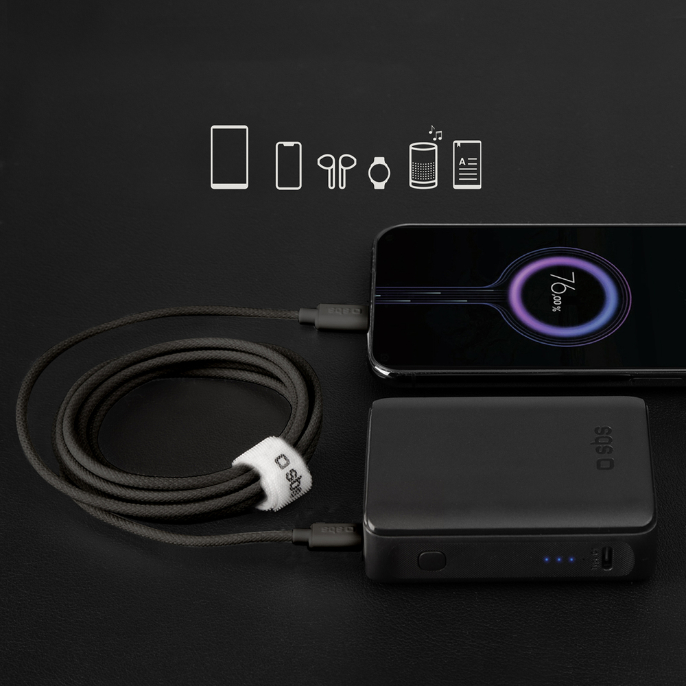 SBS USB-C į USB-C laidas 1.5m 60W, pintas, juodas
