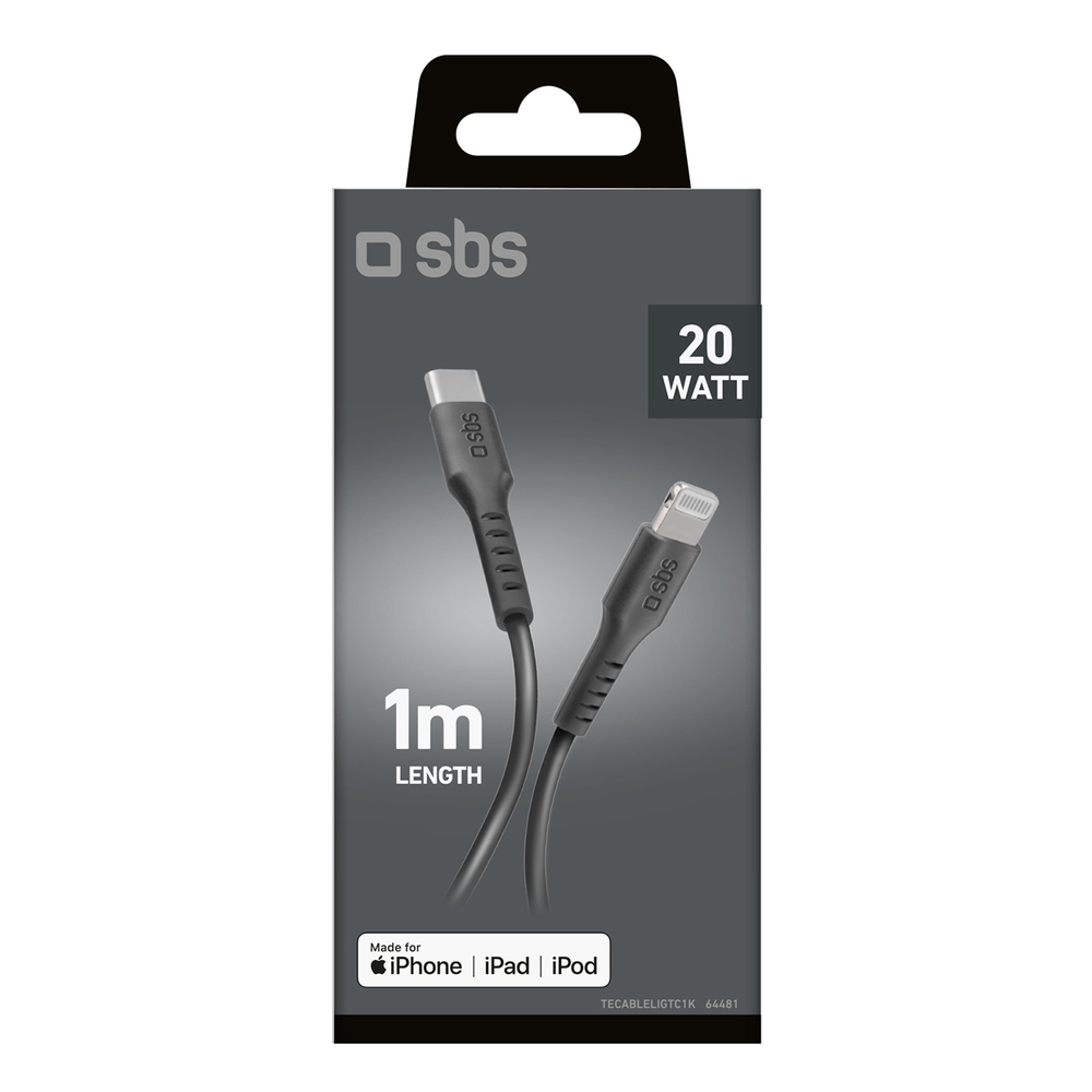 SBS USB-C - Lightning Cable 1m, Black