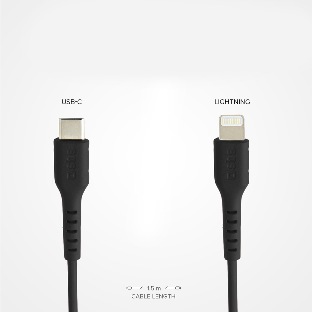 SBS USB-C - Lightning Cable 1m, Black