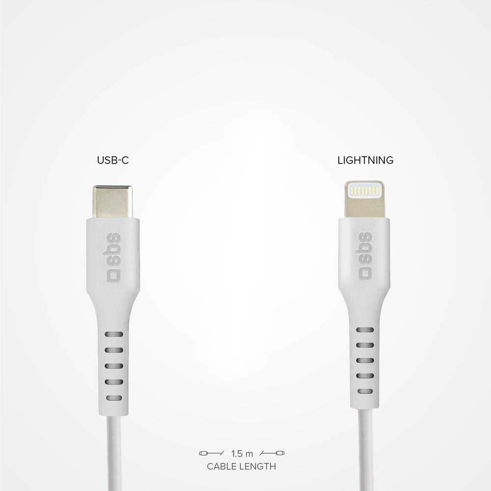 SBS USB-C to Lightning Cable MFi Certified, 1m, White