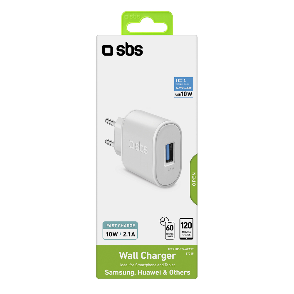 Sbs TETR1USB2AWFAST 10W USB-A tinklo įkroviklis, baltas