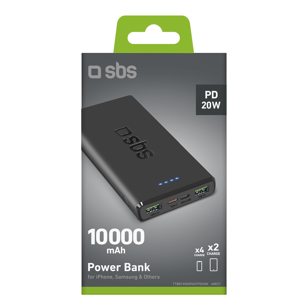 Sbs Power Bank 10000 mAh 20W Power Delivery, black