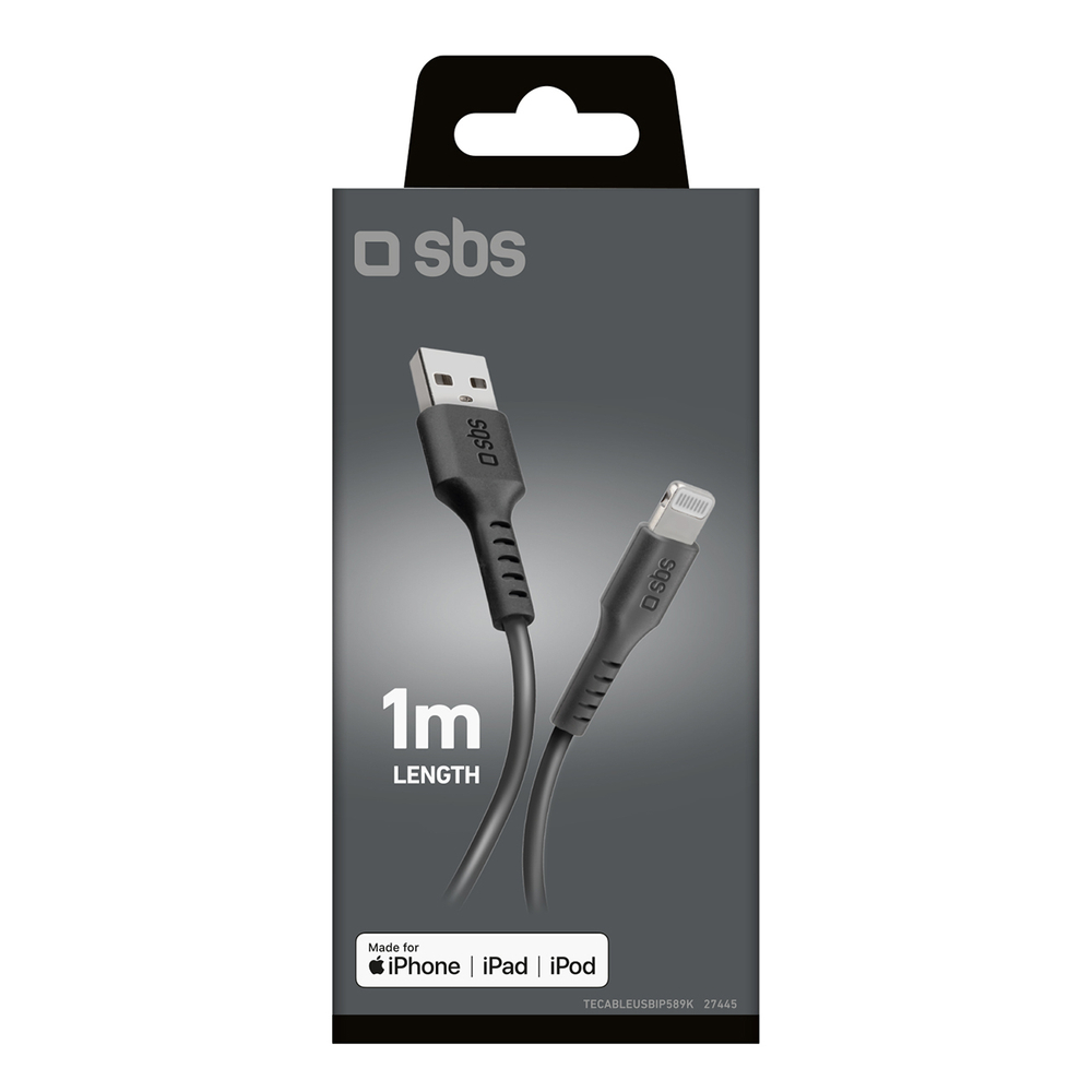 SBS USB-A - Lightning Cable 1m MFi Certified, Black