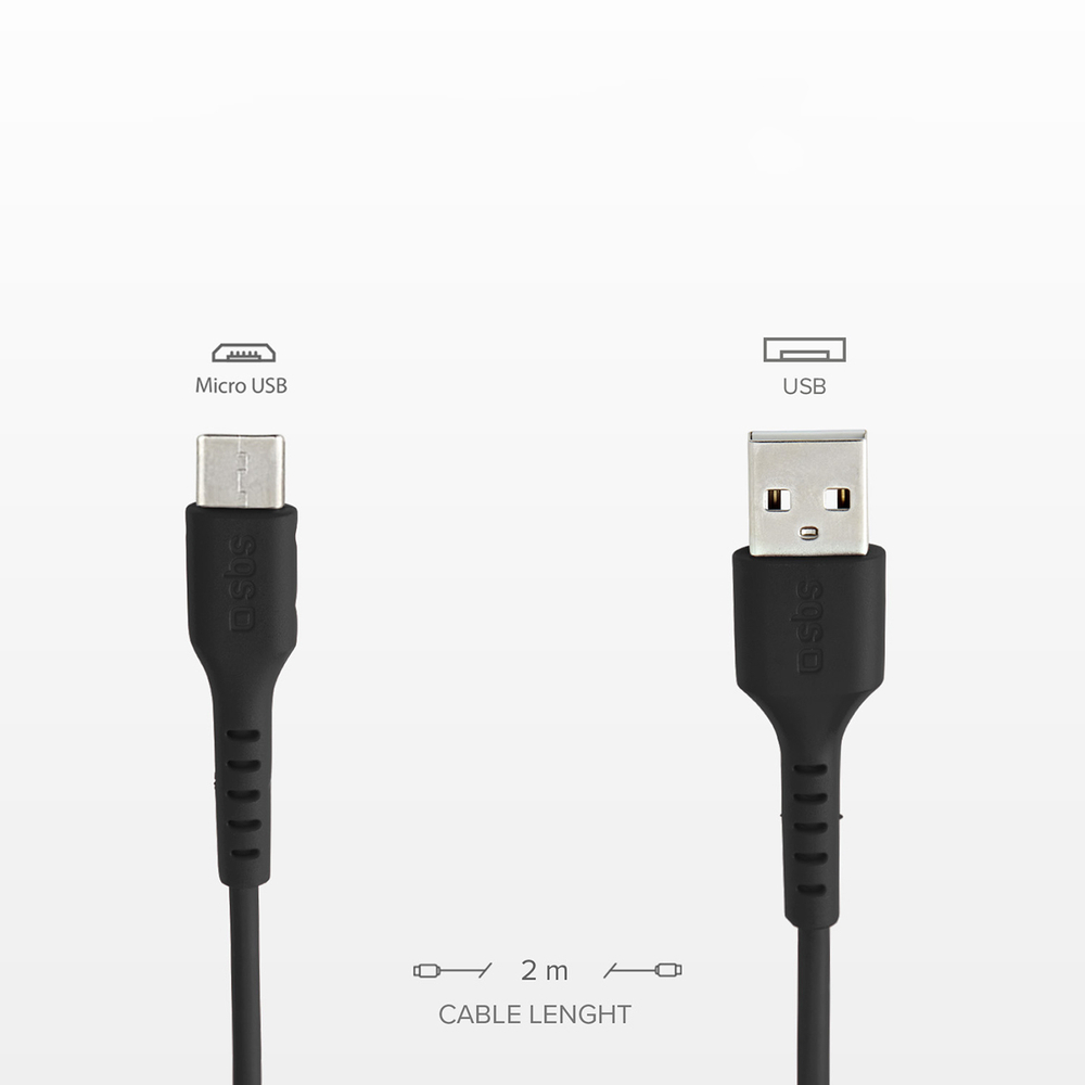 Sbs USB-A į Micro-USB laidas 2 m TECABLEMICRO2K, juodas