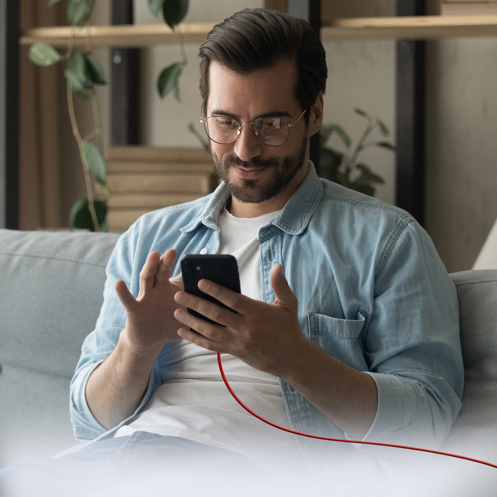 SBS USB-C į USB-C laidas 1.5m 60W, pintas, raudonas