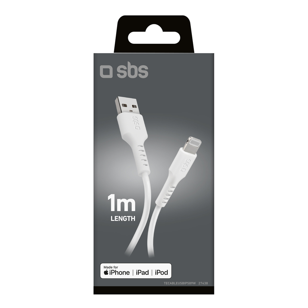 Sbs USB-A to Lightning Cable (1m) MFi, White