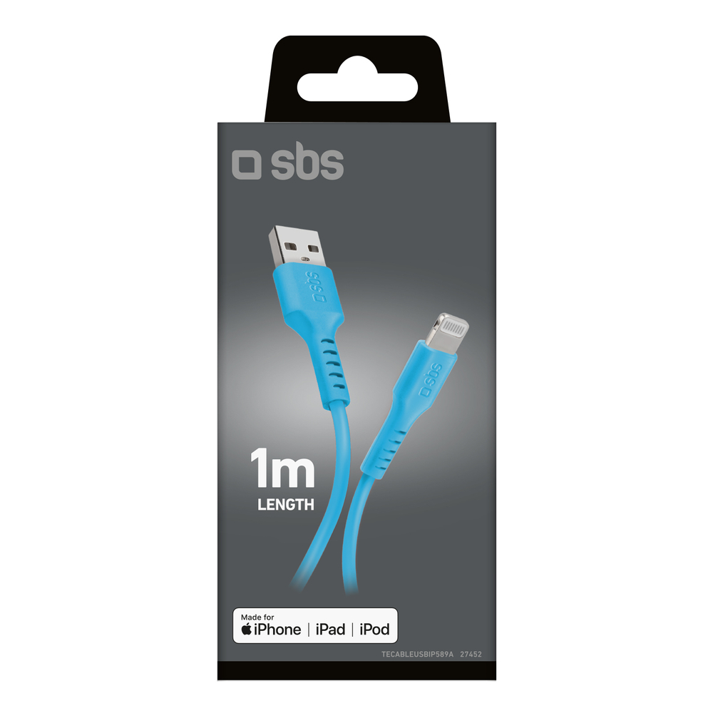 SBS USB-A to Lightning laidas (MFi), 1 m, mėlynas