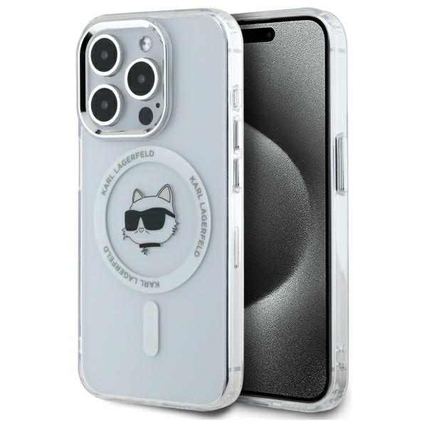 Karl Lagerfeld dėklas iPhone 15 Pro Max telefonui, baltas