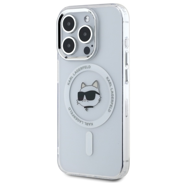 Karl Lagerfeld dėklas iPhone 15 Pro Max telefonui, baltas