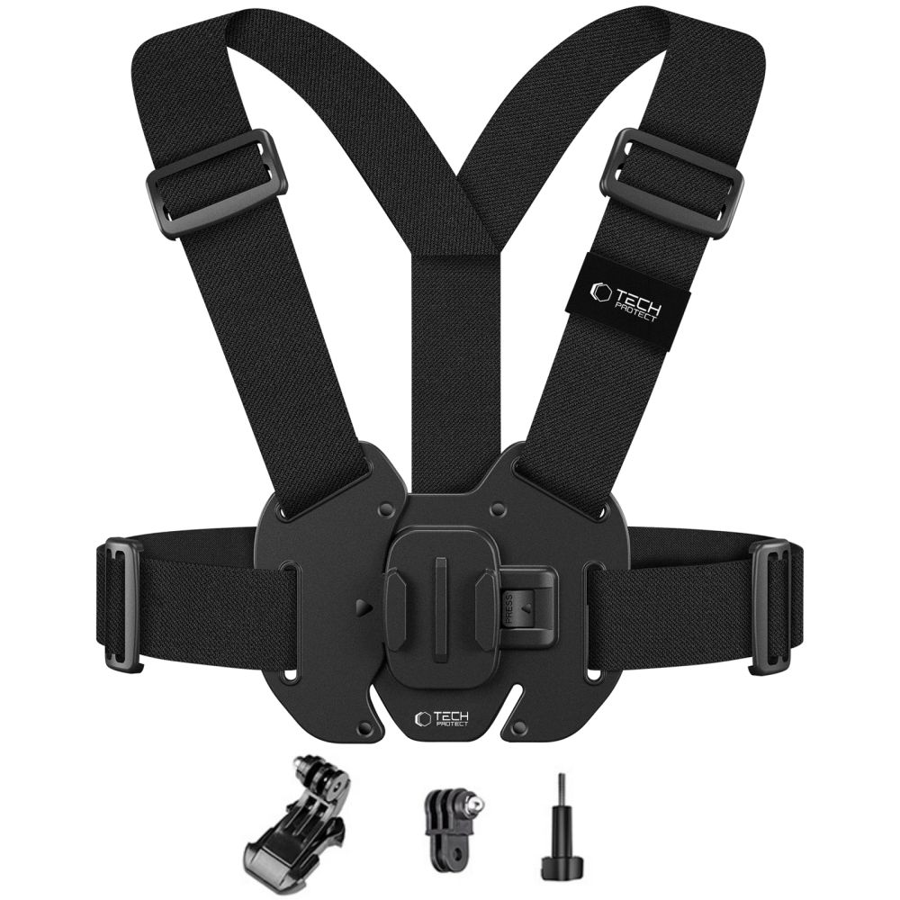 Tech-Protect GA100 krūtinės laikiklis GoPro / DJI kameroms, juodas