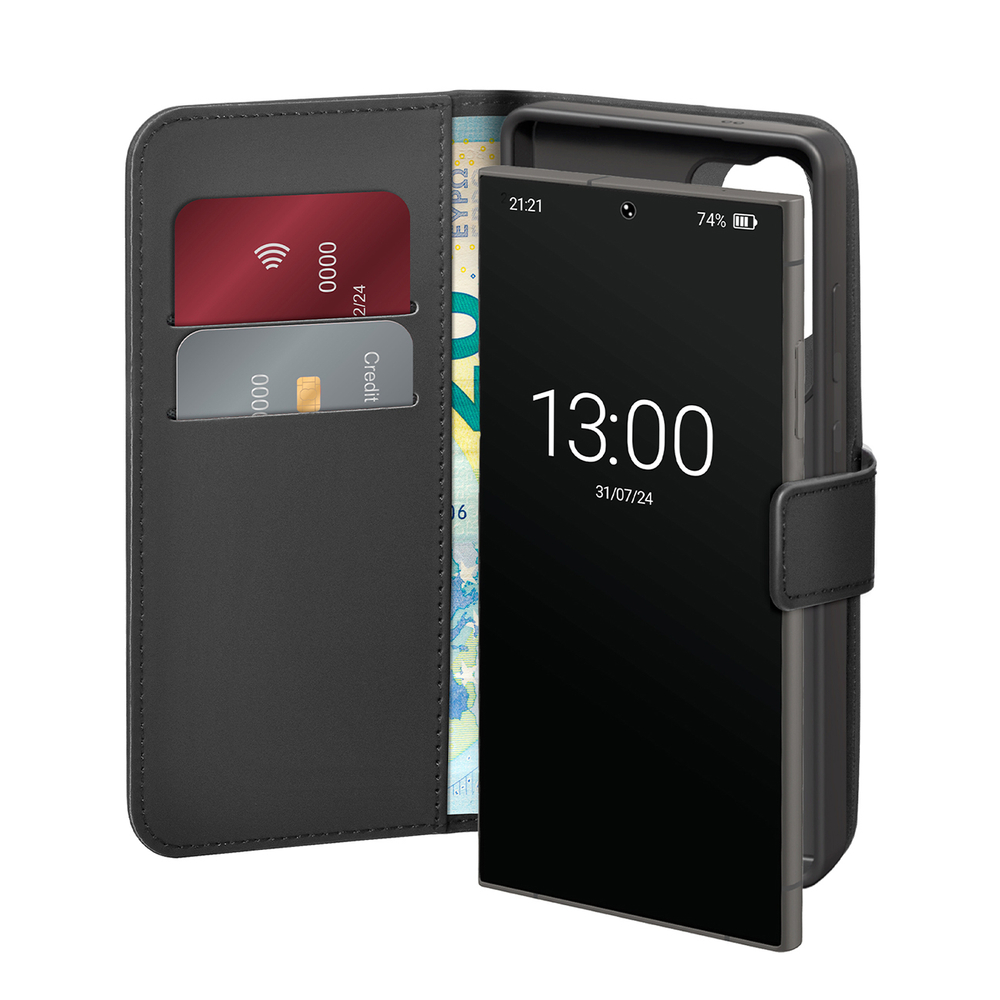 Puro Booklet Case for Samsung Galaxy S25 Ultra with Wallet, Black