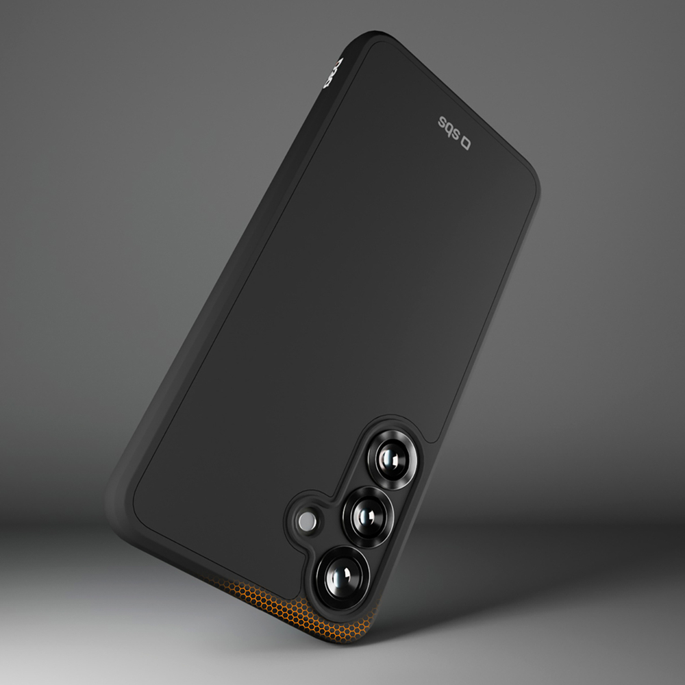 SBS dėklas Samsung Galaxy S25 telefonui su D3O technologija, juodas